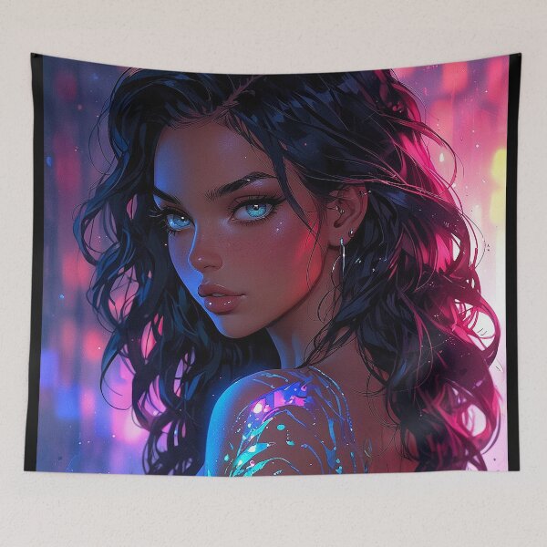 Item preview, Vibrant Fantasy Character with Glowing Body Art designed and sold by EtherealVisuals.