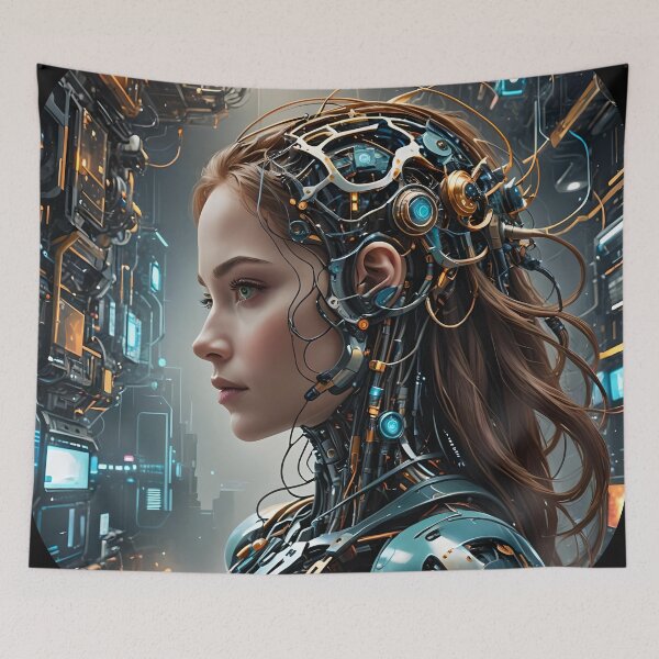 Item preview, Cyber ​​Tech Portrait of a Girl 03 designed and sold by kjp-design.