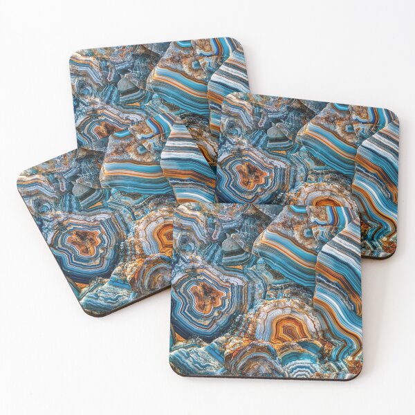 Item preview, Agate Pattern - Beautifully Striated Blue and Bronze Rocks designed and sold by HausKatz.