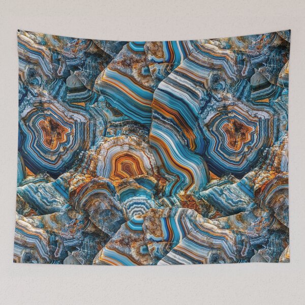 Item preview, Agate Pattern - Beautifully Striated Blue and Bronze Rocks designed and sold by HausKatz.
