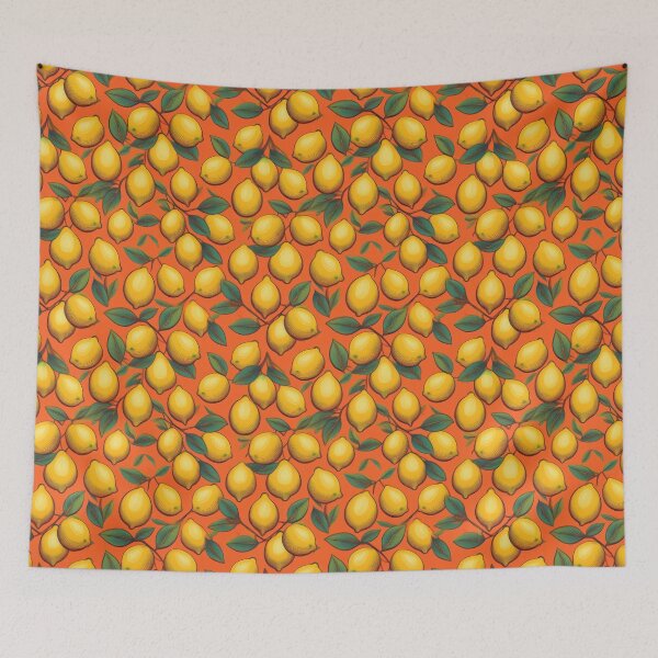Item preview, Retro Lemon Pattern Print designed and sold by Feral Confetti.