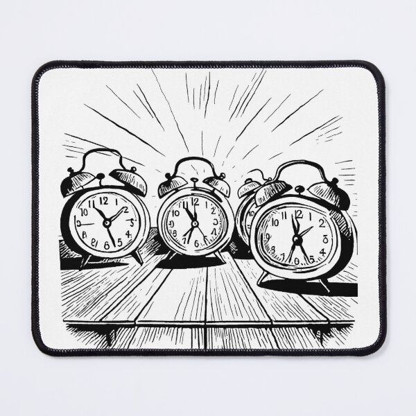 Item preview, Three Alarm Clocks Line Drawing designed and sold by GeoSketchWear.