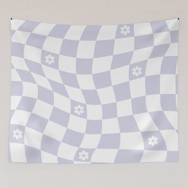 Item preview, Wavy Checkered and Floral Pastel Purple Retro Pattern designed and sold by DesignByRoseCo.