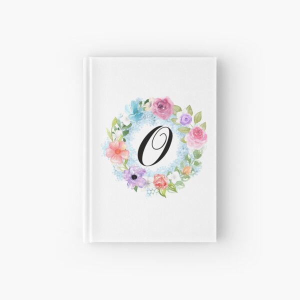 Watercolor Floral Wreath Monogram Letter O Hardcover Journal