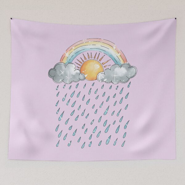 Item preview, Sunshower Rain Shower Vintage Rainbow Sun Clouds Raindrops designed and sold by MALIKABO.