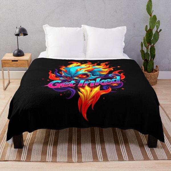Item preview, Get Inked Cool Fire Skull Tattoo Design designed and sold by TheArtOfPat.