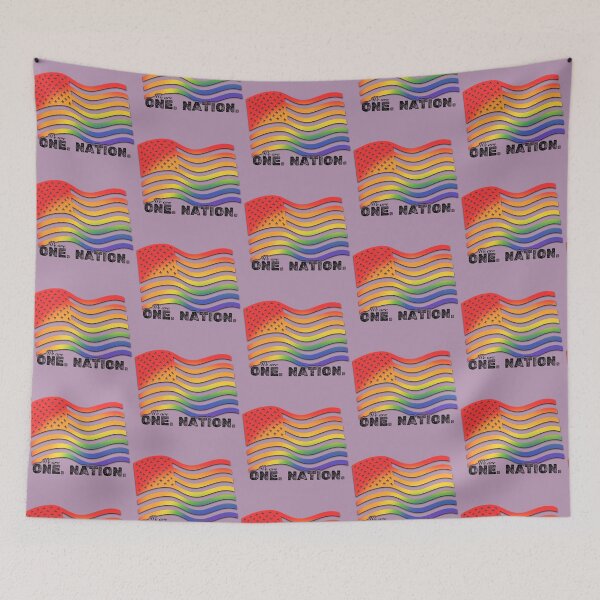 Item preview, We are One Nation - Equal Rights - Rainbow American USA Flag designed and sold by SpeakBoldly.