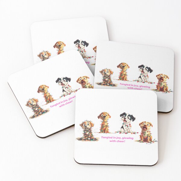 Item preview, Goofy dog tangled in colorful Christmas lights with a playful grin, Oops, I did it again. designed and sold by Jasava Shop.