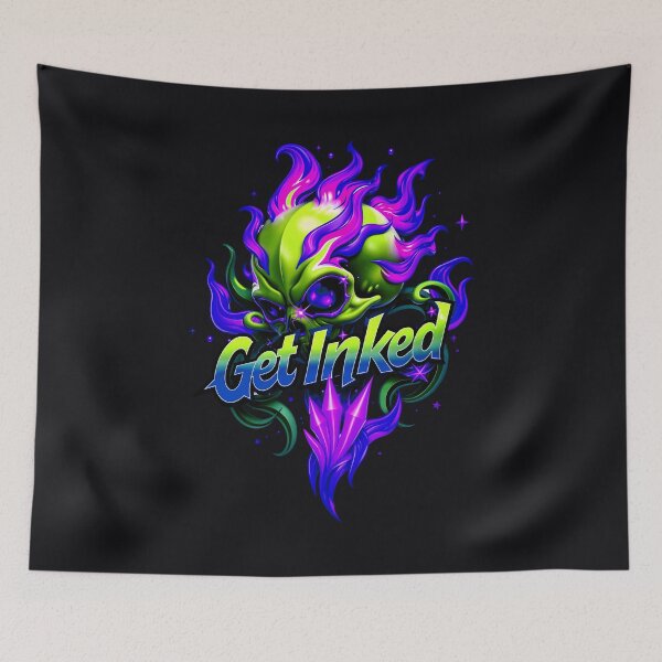 Item preview, Get Inked Cool Fire Skull Tattoo Design  designed and sold by TheArtOfPat.