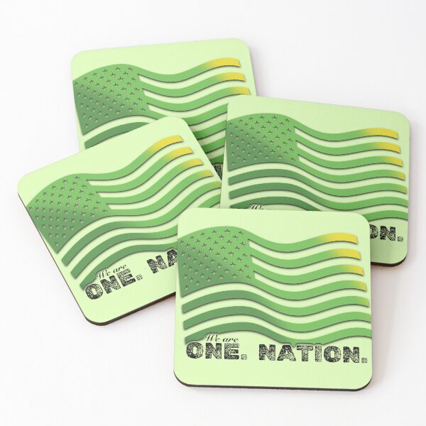 Item preview, We Are One Nation - Mental Health Awareness - Green and Yellow American USA Flag designed and sold by SpeakBoldly.