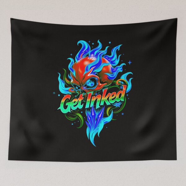 Item preview, Get Inked Cool Fire Skull Tattoo Design  designed and sold by TheArtOfPat.