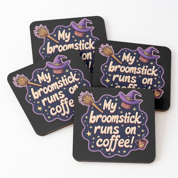 Item preview, Caffeinated Charm: My Broomstick Runs on Coffee! designed and sold by blackbean21.