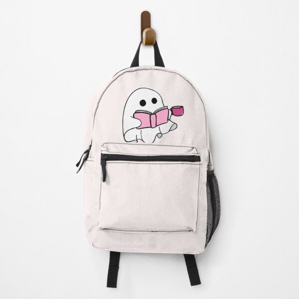 Item preview, Pink sheet ghost with book and coffee mug designed and sold by Neadoodles.
