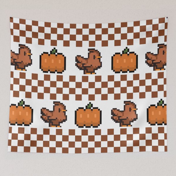 Item preview, Autumn Pixel Chickens and Pumpkins designed and sold by DesignByRoseCo.