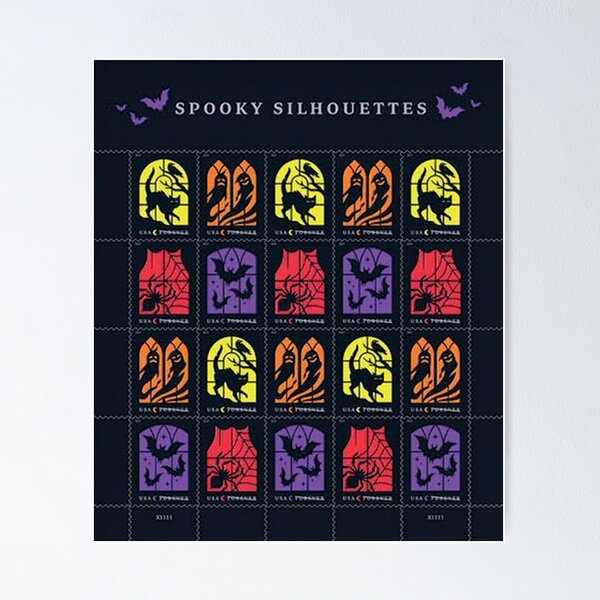 Item preview, USPS Spooky Silhouettes Halloween Postage Stamps designed and sold by Aqualung1971.