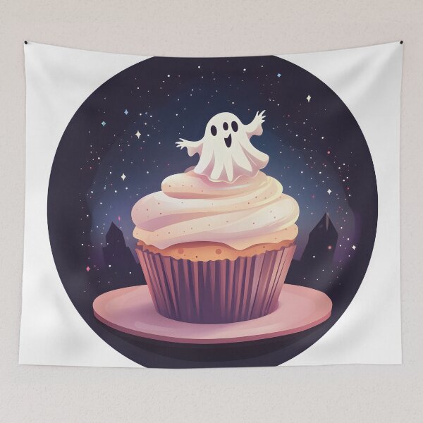 Item preview, Ghost Cupcake Under Starry Night designed and sold by CharmingQuill.