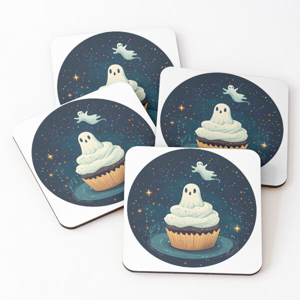 Item preview, Floating Ghost Cupcake in Starry Sky designed and sold by CharmingQuill.