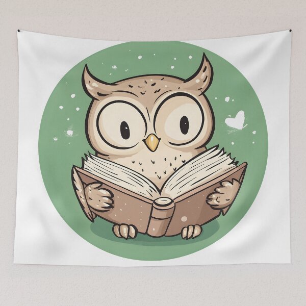 Item preview, Wise Owl Reading Under the Moonlight designed and sold by CharmingQuill.
