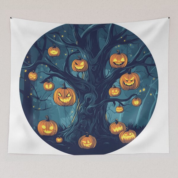Item preview, Spooky Pumpkin Tree with Glowing Jack-O'-Lanterns designed and sold by CharmingQuill.
