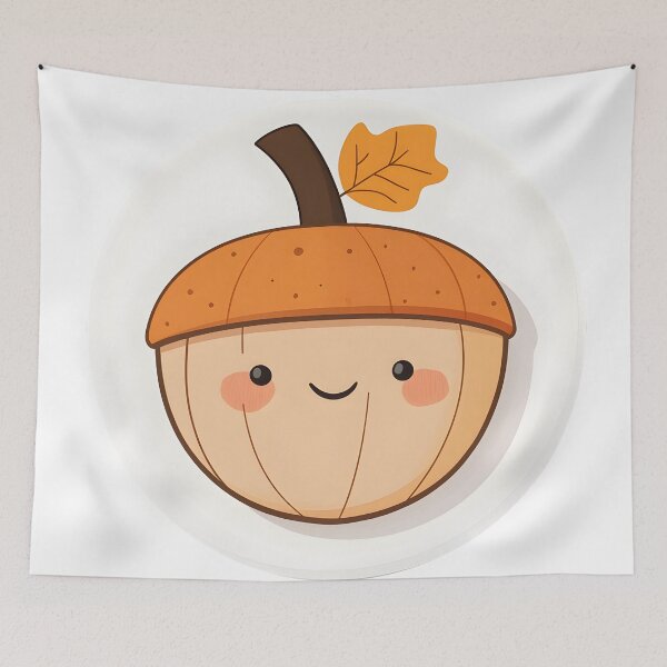 Item preview, Smiling Acorn with Autumn Leaf Cap designed and sold by CharmingQuill.