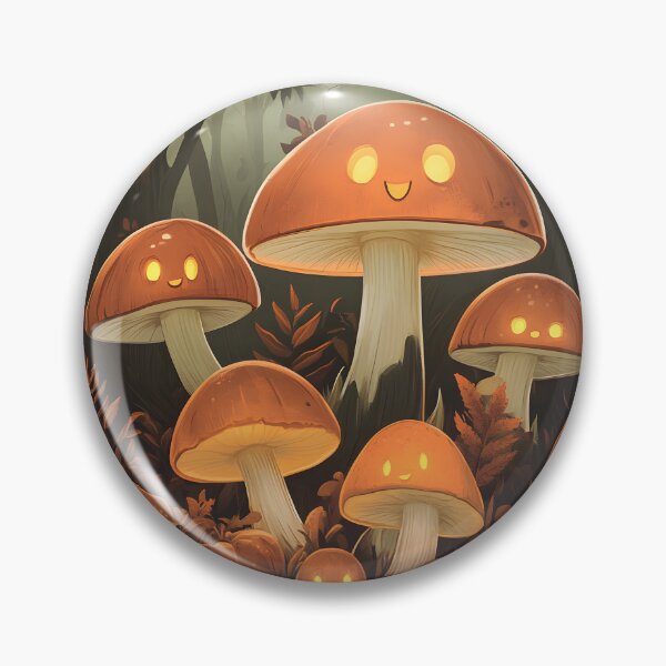 Item preview, Halloween Mushrooms with Glowing Faces in Forest designed and sold by CharmingQuill.
