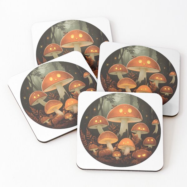 Item preview, Halloween Mushrooms with Glowing Faces in Forest designed and sold by CharmingQuill.
