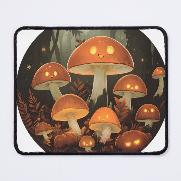 Item preview, Halloween Mushrooms with Glowing Faces in Forest designed and sold by CharmingQuill.