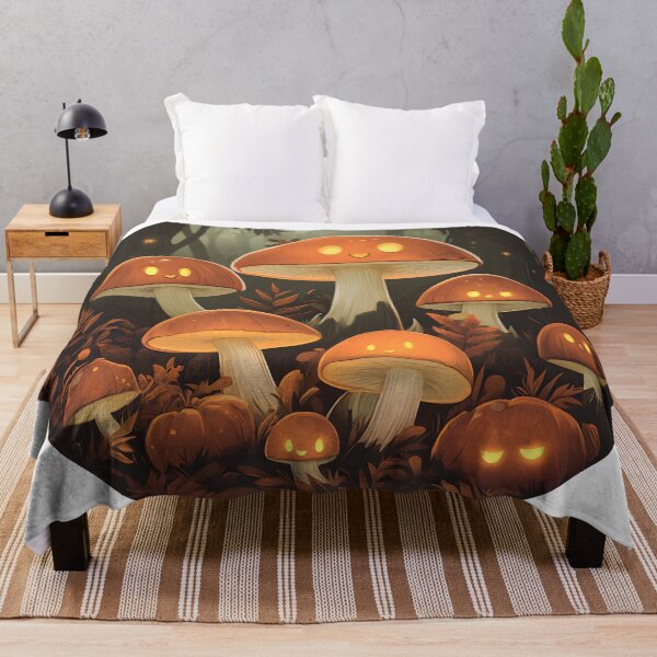 Item preview, Halloween Mushrooms with Glowing Faces in Forest designed and sold by CharmingQuill.