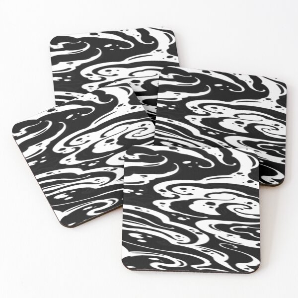 Item preview, Japanese style waves in black patterns designed and sold by 7Delamancha.