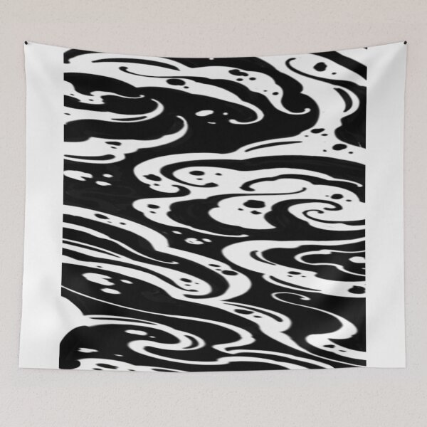 Item preview, Japanese style waves in black patterns designed and sold by 7Delamancha.