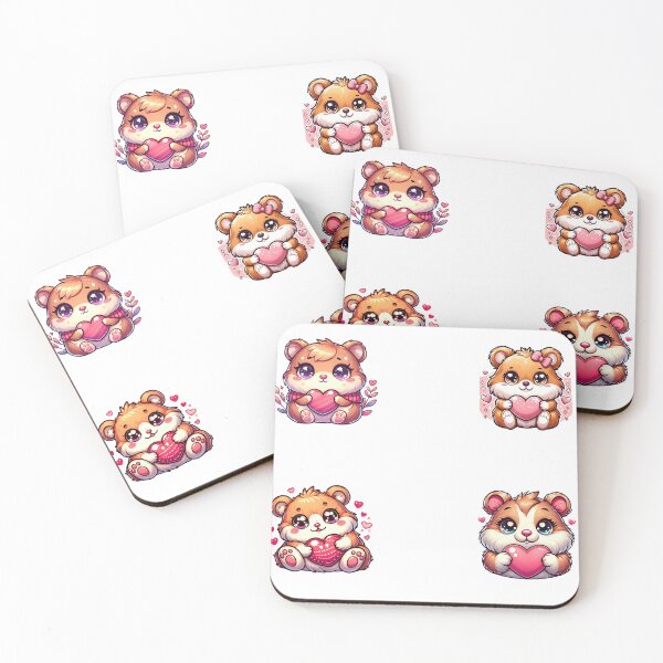Item preview, Set of Stickers: Teddy Bear Hamster Holding a Heart with Loving Expression designed and sold by Mechanical-Artt.