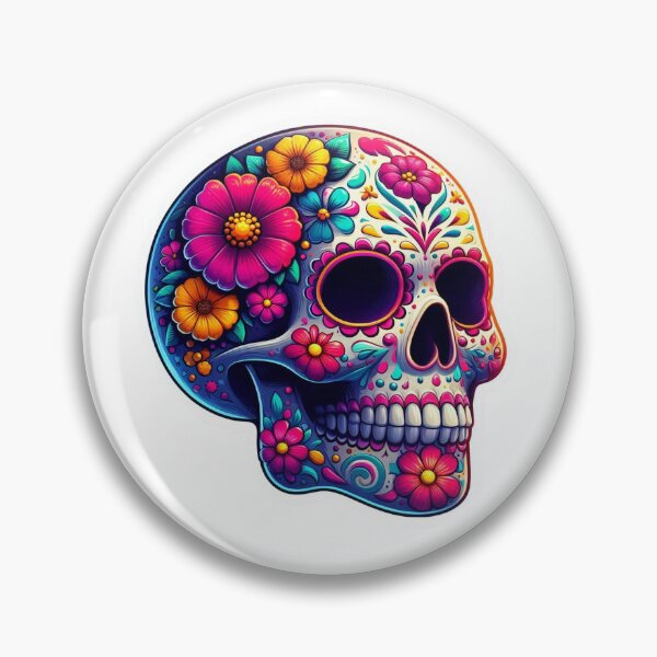 Item preview, A skull with vibrant flowers designed and sold by Designcorner91.