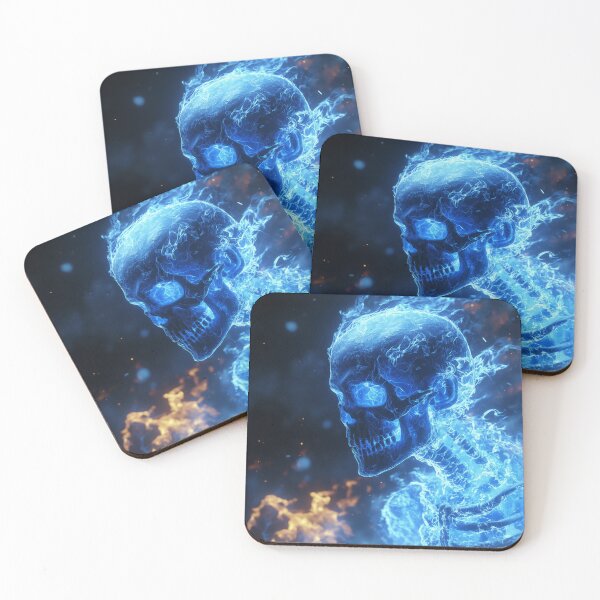 Item preview, Flaming Blue Skull Engulfed in Ethereal Fire designed and sold by lematworks.