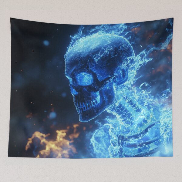 Item preview, Flaming Blue Skull Engulfed in Ethereal Fire designed and sold by lematworks.