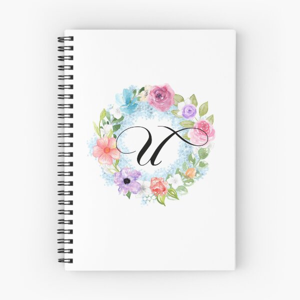Item preview, Watercolor Floral Wreath Monogram Letter U designed and sold by Grafixmom.