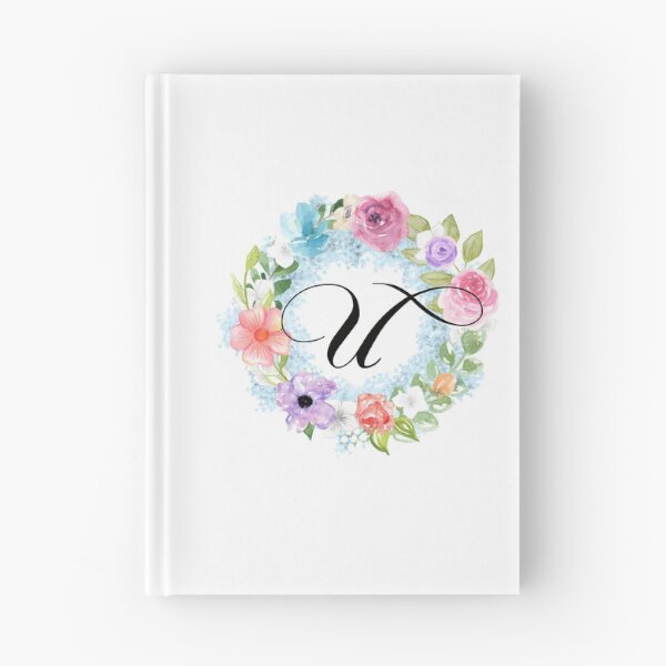 Item preview, Watercolor Floral Wreath Monogram Letter U designed and sold by Grafixmom.