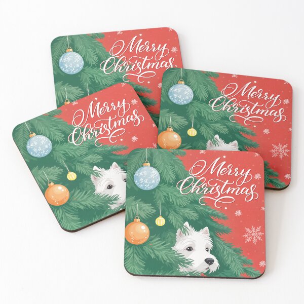 Item preview, Westie hiding under a Christmas tree designed and sold by WarmAndWestie.