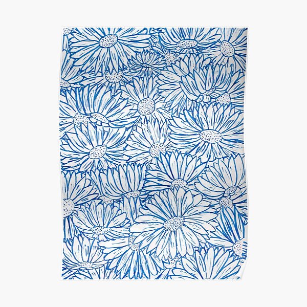 Blue Daisy Pattern Poster