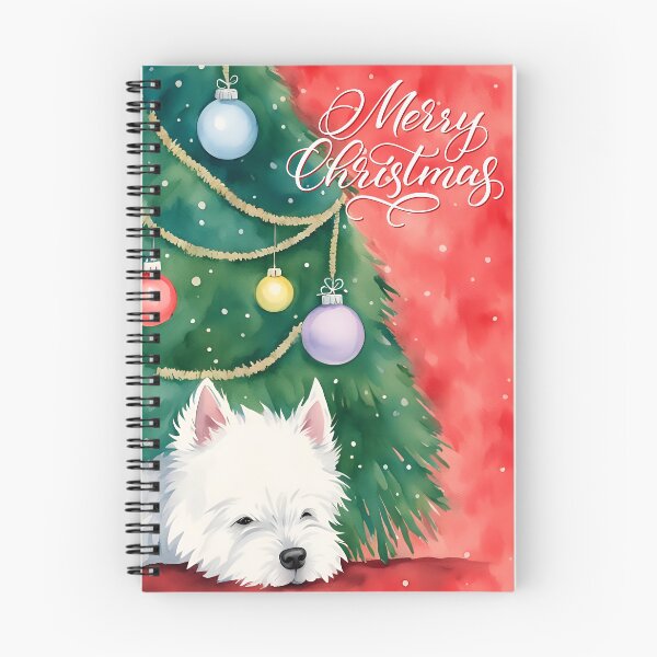 Item preview, Merry Christmas Westie sleeping under a Christmas tree designed and sold by WarmAndWestie.