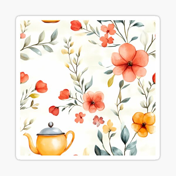 Item preview, Floral Tea seamless watercolor cute & pretty  designed and sold by Suppawit168.
