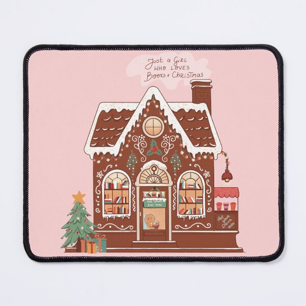 Item preview, Just a girl who lovers books and Christmas, gingerbread house bookstore designed and sold by BosskaDesign.