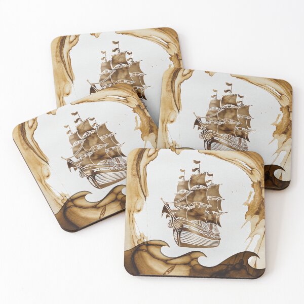 Item preview, Antique Sailing Ship in Coffee Ink Art designed and sold by ZetaDream.