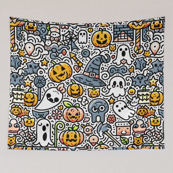 Item preview, Pumpkin Halloween Doodle designed and sold by Thai Vibe Studio.