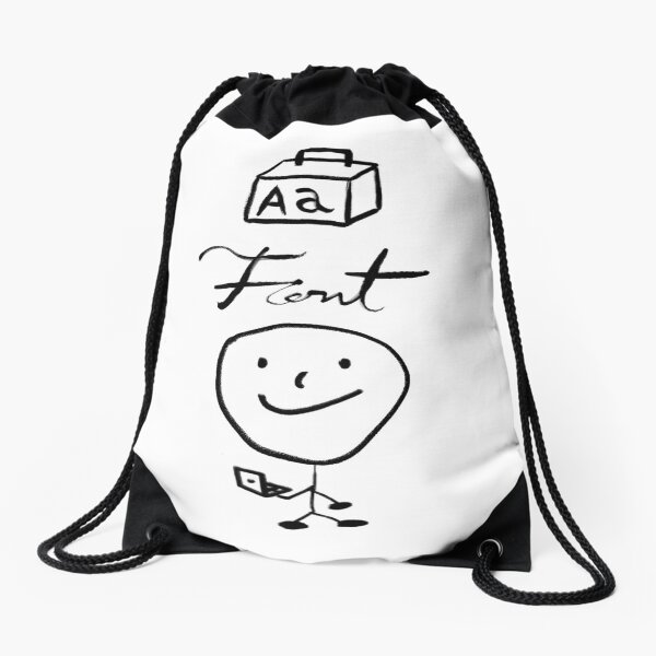 Font Suitcase Drawstring Bag