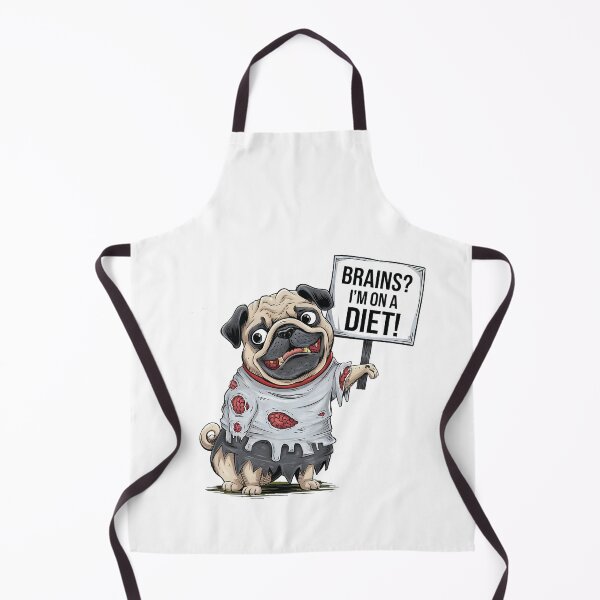 Item preview, Brains? I'm on a Diest | Pug Zombie refusing food |  designed and sold by pafkrusk.