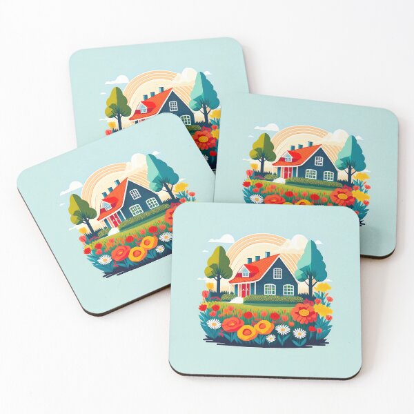 Item preview, A cottage surrounded by a vibrant, textured flower garden under a bright sky. designed and sold by HEMRO.
