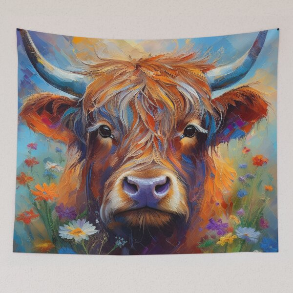 Item preview, Young Highland cow in spring designed and sold by GeoffBeattie.