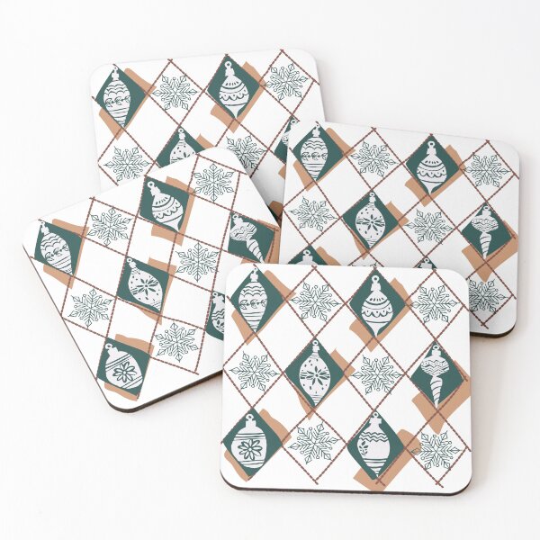 Item preview, Green Christmas Ornaments and Snowflakes Patterns designed and sold by magdalastudiodesign.