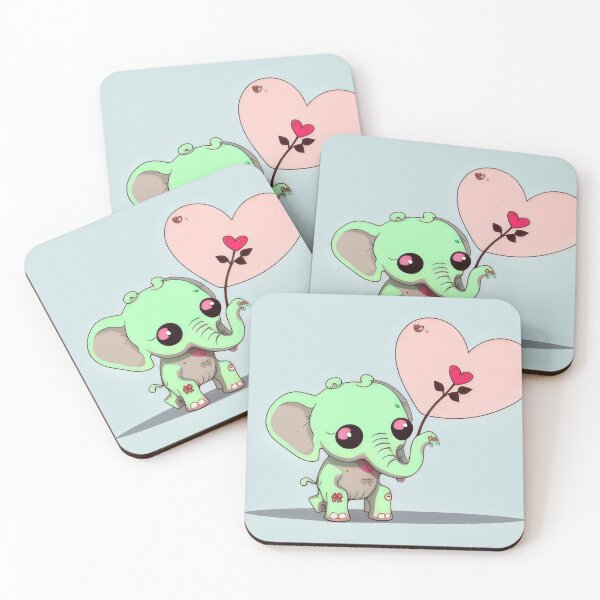 Item preview, Adorable Green Elephant Holding Heart Balloon Cute Cartoon Art designed and sold by Cherry-Cat.