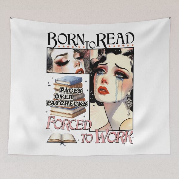Item preview, Bookish Born To Read Forced To Work Bookworm Retro Bookish designed and sold by LoveMingle.